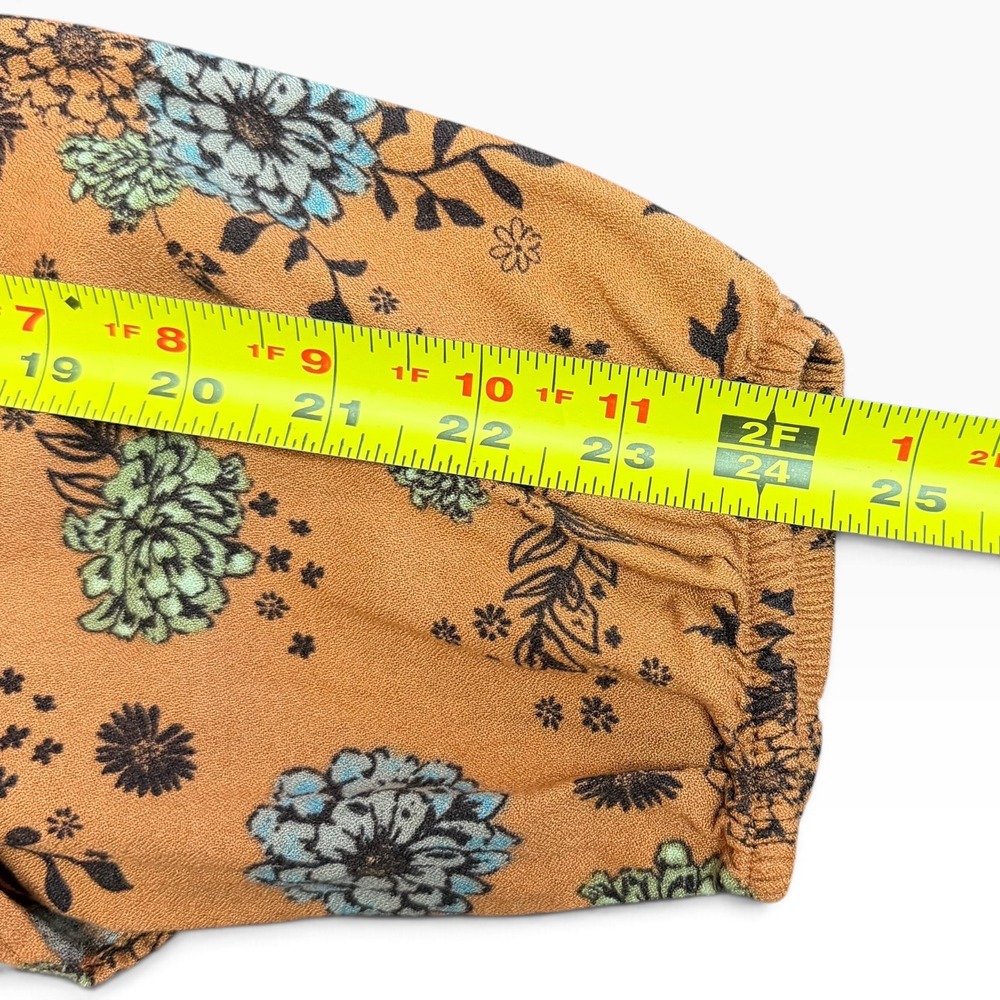 Sonoma Floral Boho Blouse Rust Orange Blue Green Ruffle Front Long Sleeve Size M - Picture 12 of 14